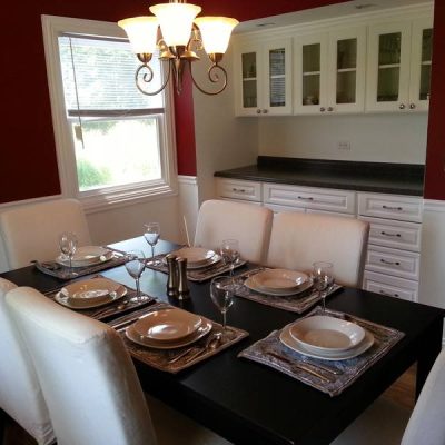 Dining RoomSpice up your dining room with a more modern feel and storage to hold all of your glassware and silverware