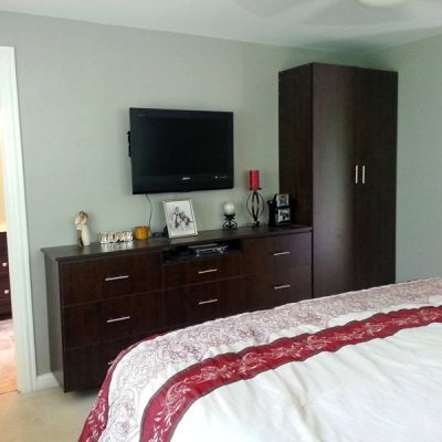 Bedroom ClosetsShort and tall closet / drawer space.